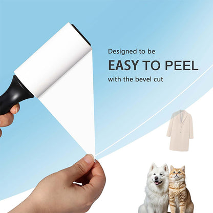 Rouleau Anti-Poils pour Animaux,Lint Roller Adhésif avec 1 Poignée + 6 Rouleaux (60 Feuilles/Rouleau) - Nettoyeur de Poils de Chat et Chien pour Vêtements, Canapé