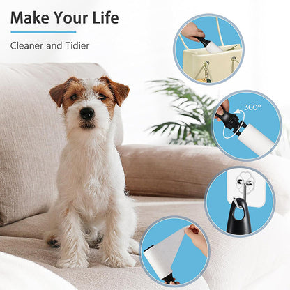 Rouleau Anti-Poils pour Animaux,Lint Roller Adhésif avec 1 Poignée + 6 Rouleaux (60 Feuilles/Rouleau) - Nettoyeur de Poils de Chat et Chien pour Vêtements, Canapé