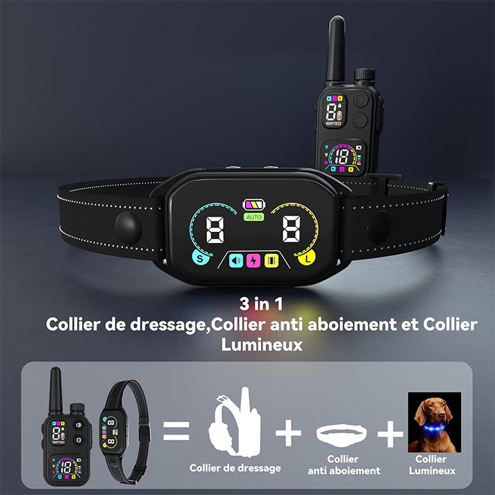 Collier de Dressage et Anti Aboiement--Collier Choc--Portée de 3800 Mètres-MT21