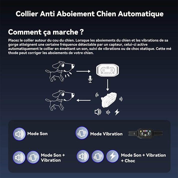 Collier de Dressage et Anti Aboiement--Collier Choc--Portée de 3800 Mètres-MT21