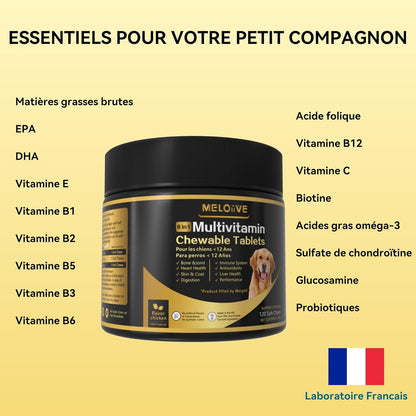 8 en 1 Multivitamines pour Chien | Compléments Alimentaires Premium pour Chiens | Au Poulet | 120 Comprimés