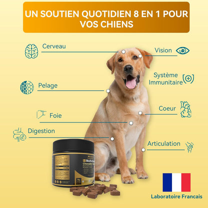 8 en 1 Multivitamines pour Chien | Compléments Alimentaires Premium pour Chiens | Au Poulet | 120 Comprimés