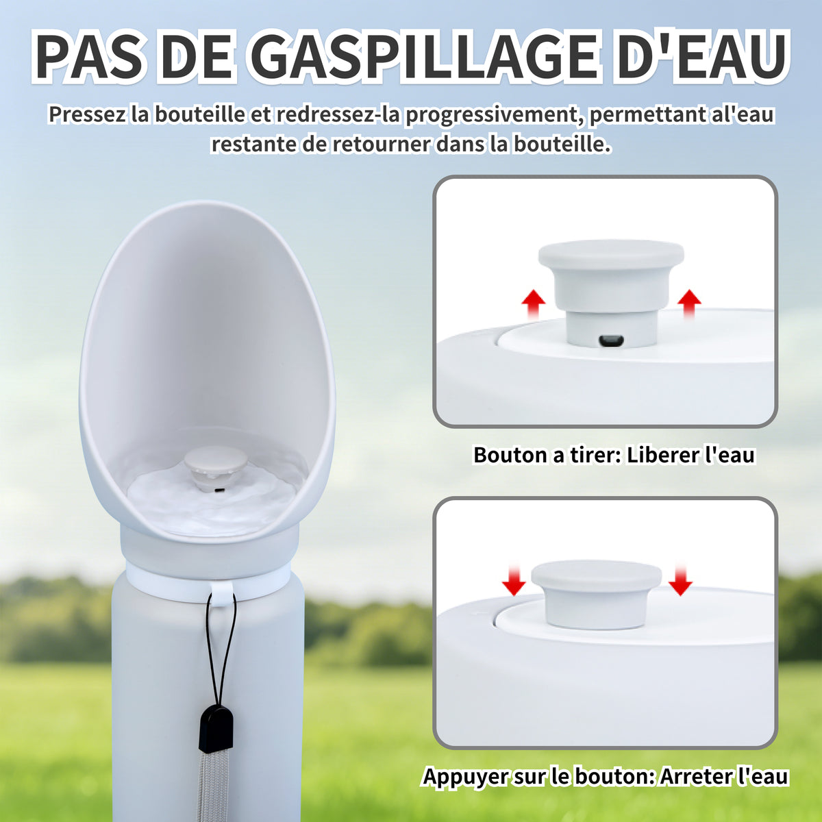 Bouteille d'eau pour Chien 550ml,Gourde pour Chien avec Bol Intégré,Distributeur d'eau Portable de Qualité Alimentaire pour Chien et Chat, Gourde pour Animaux de Compagnie en Plein Air