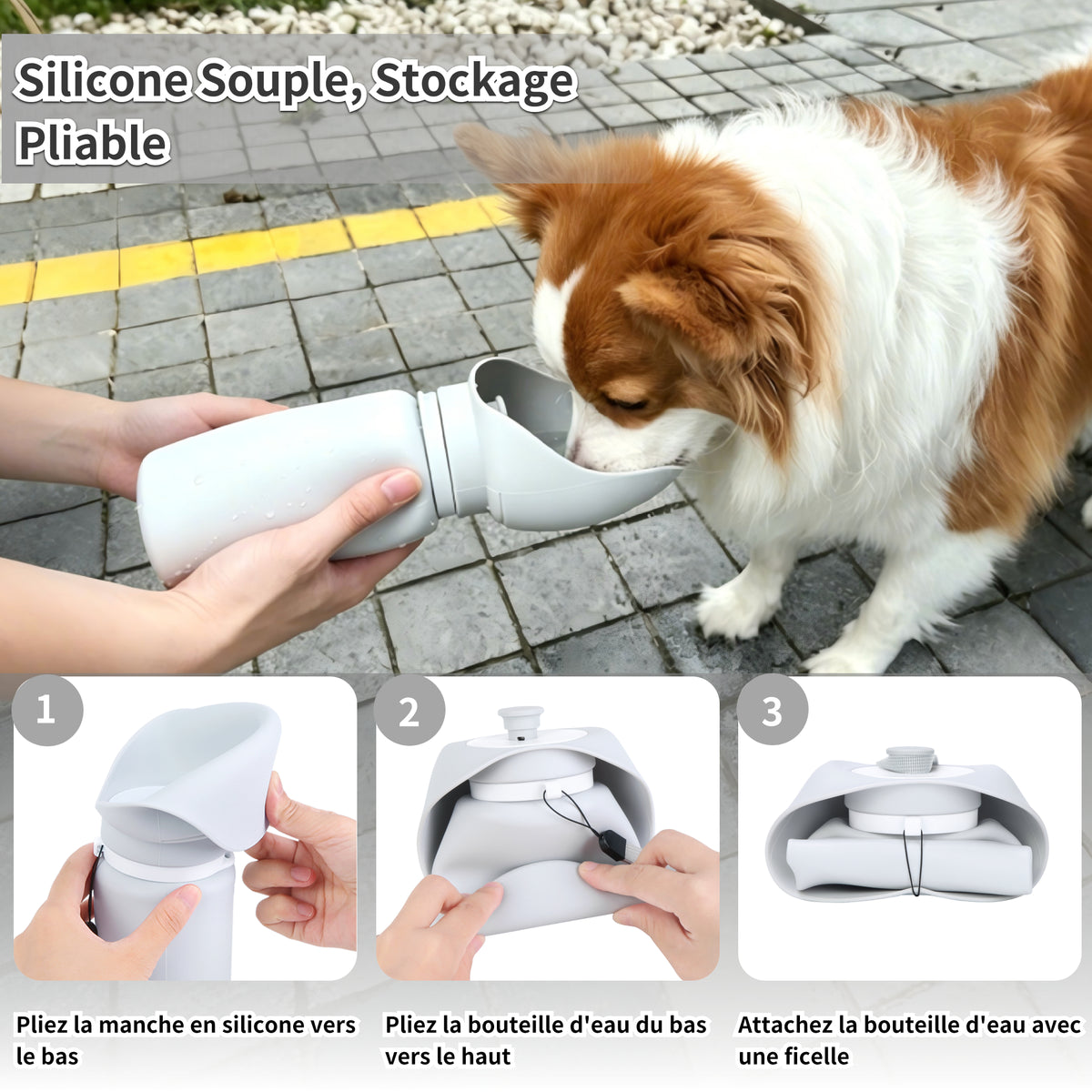 Bouteille d'eau pour Chien 550ml,Gourde pour Chien avec Bol Intégré,Distributeur d'eau Portable de Qualité Alimentaire pour Chien et Chat, Gourde pour Animaux de Compagnie en Plein Air