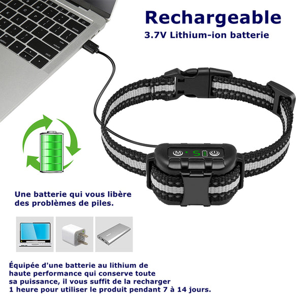 Collier Anti Aboiement, Module de Détection Intelligente d’Aboiement Collier pour Petits, Moyens et Grands Chiens(GNABT009)