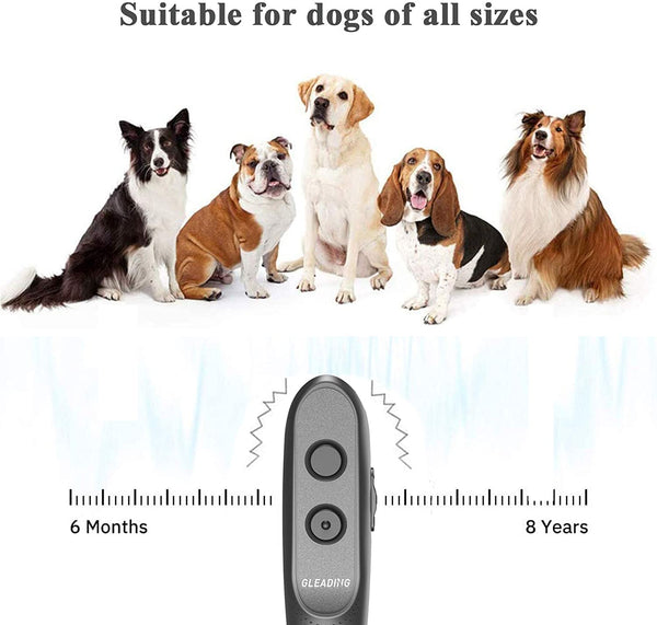 Dispositif de Dressage pour Chiens à Ultrasons, Dissuasion de Contrôle d'Aboiements Ultrasonique de Chiens Rechargeable et Sûr, Appareil Anti-aboiement à Ultrasons pour Chien Portable-GPU30