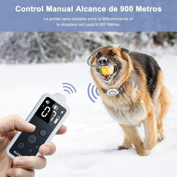 Collier de Dressage pour Chien Rechargeable et IP67 Étanche avec Distance de 900 Mètres--G880