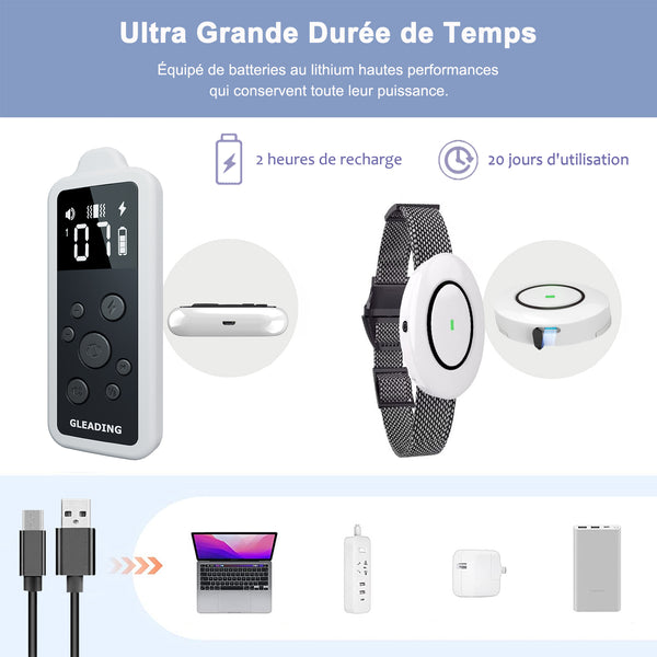 Collier de Dressage pour Chien Rechargeable et IP67 Étanche avec Distance de 900 Mètres--G880