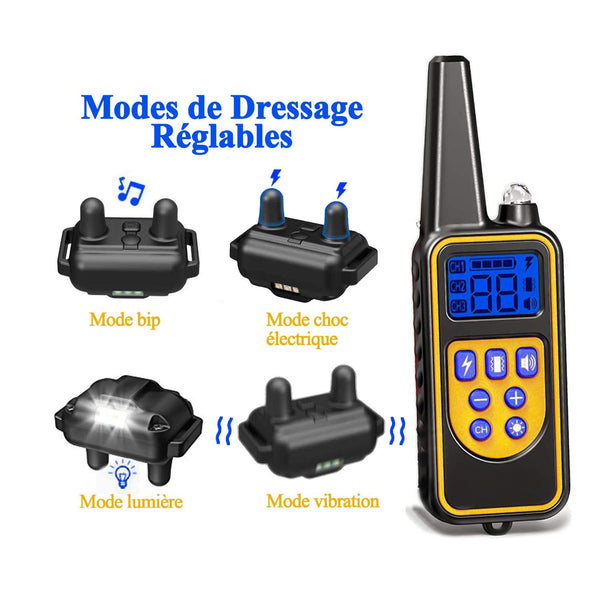 Collier de dressage pour 1 chien----Contrôle manuel portée 800 mètres--Imperméable d'un niveau IP67 (FI3)